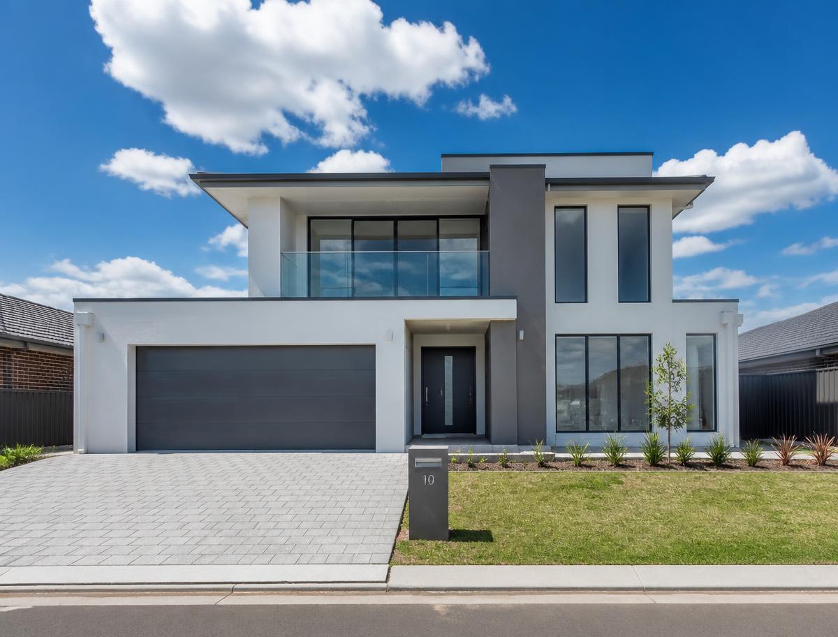 Completed modern double storey residential home with paved driveway