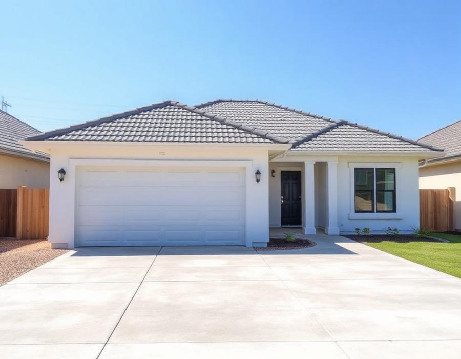 Completed single storey home with double garage and new driveway